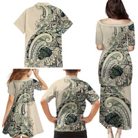 Aloha Hawaii Tapa Family Matching Puletasi and Hawaiian Shirt Summer Green Hawaiian Ipu LT7 - Polynesian Pride