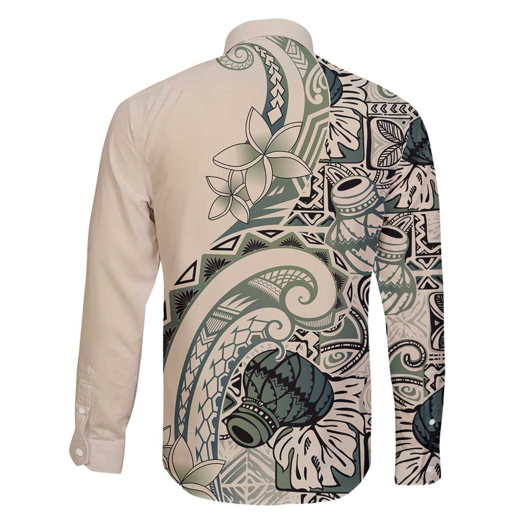 Aloha Hawaii Tapa Family Matching Puletasi and Hawaiian Shirt Summer Green Hawaiian Ipu LT7 - Polynesian Pride