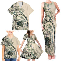 Aloha Hawaii Tapa Family Matching Tank Maxi Dress and Hawaiian Shirt Summer Green Hawaiian Ipu LT7 - Polynesian Pride