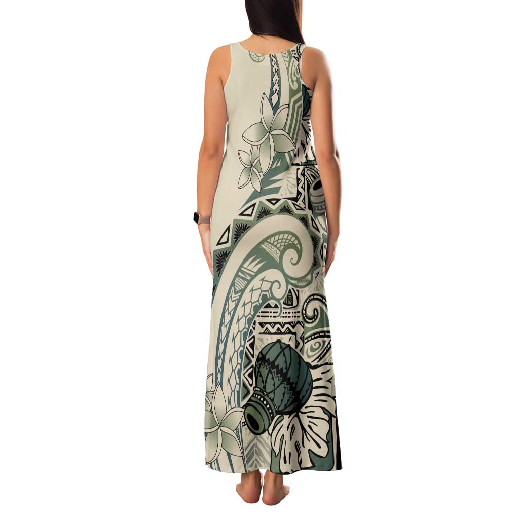 Aloha Hawaii Tapa Family Matching Tank Maxi Dress and Hawaiian Shirt Summer Green Hawaiian Ipu LT7 - Polynesian Pride
