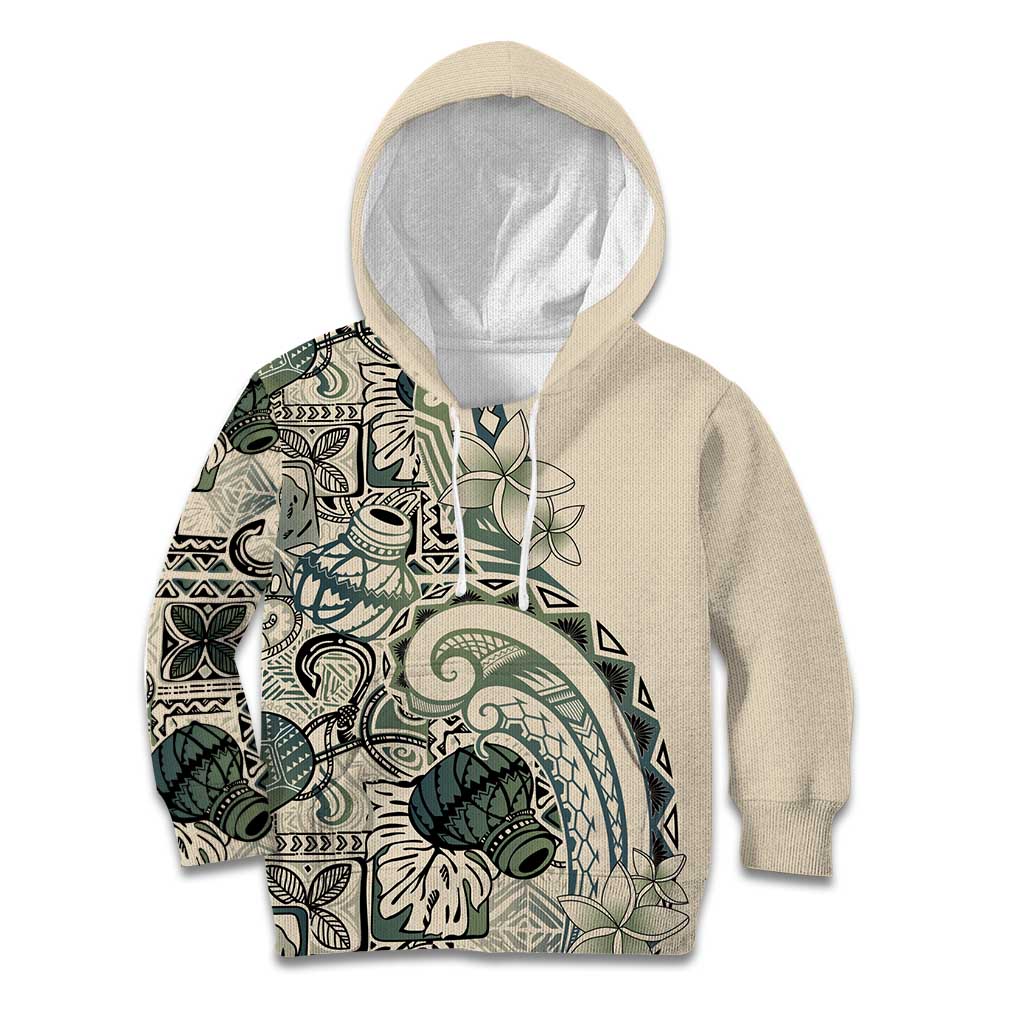 Aloha Hawaii Tapa Kid Hoodie Summer Green Hawaiian Ipu - Polynesian Pride