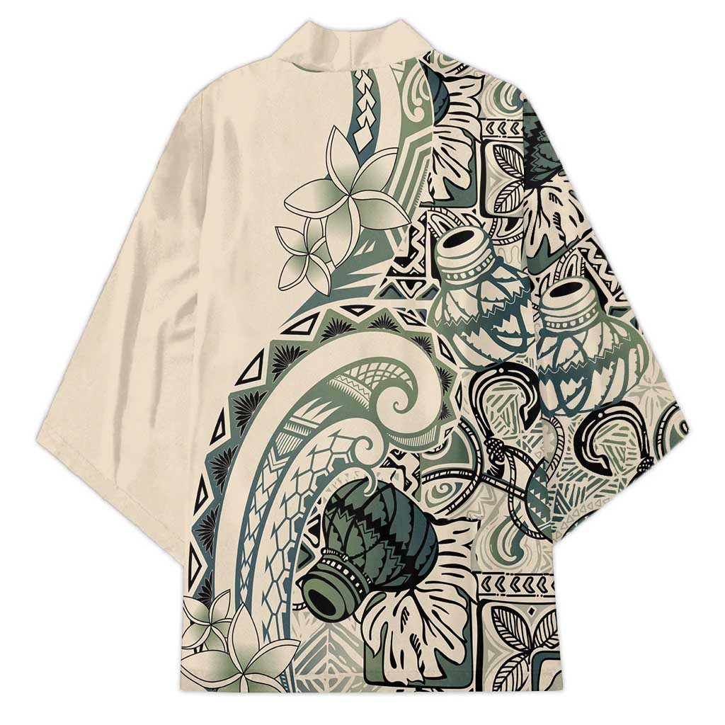 Aloha Hawaii Tapa Kimono Summer Green Hawaiian Ipu - Polynesian Pride