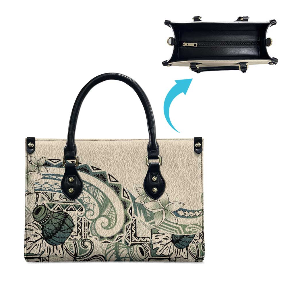 Aloha Hawaii Tapa Leather Bag Summer Green Hawaiian Ipu - Polynesian Pride
