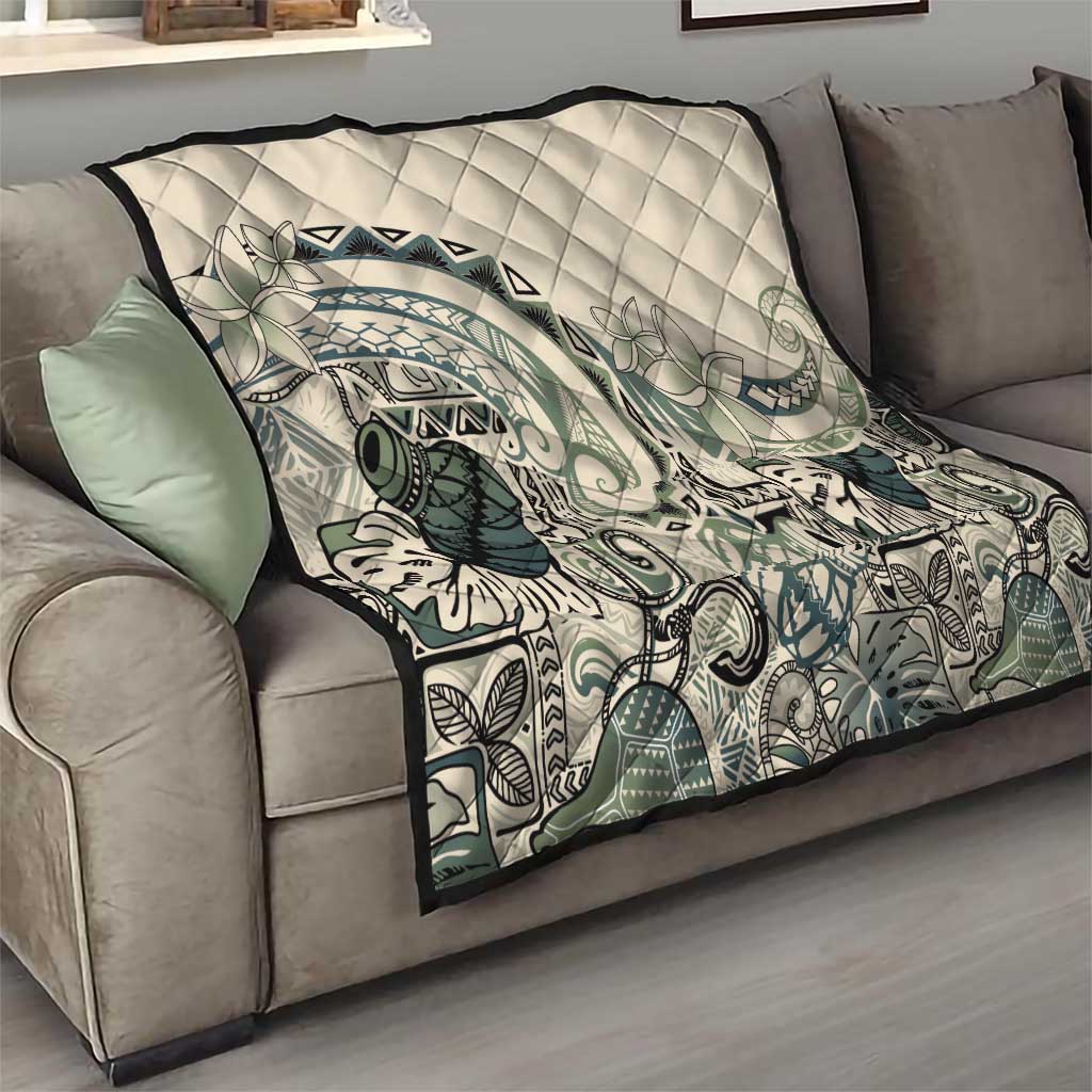 Aloha Hawaii Tapa Quilt Summer Green Hawaiian Ipu LT7 - Polynesian Pride