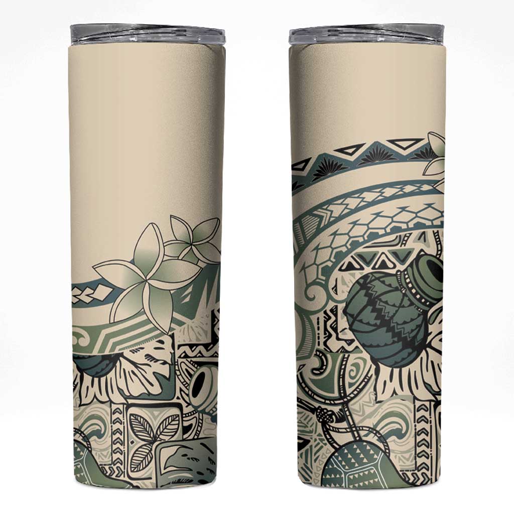 Aloha Hawaii Tapa Skinny Tumbler Summer Green Hawaiian Ipu LT7 Emerald - Polynesian Pride