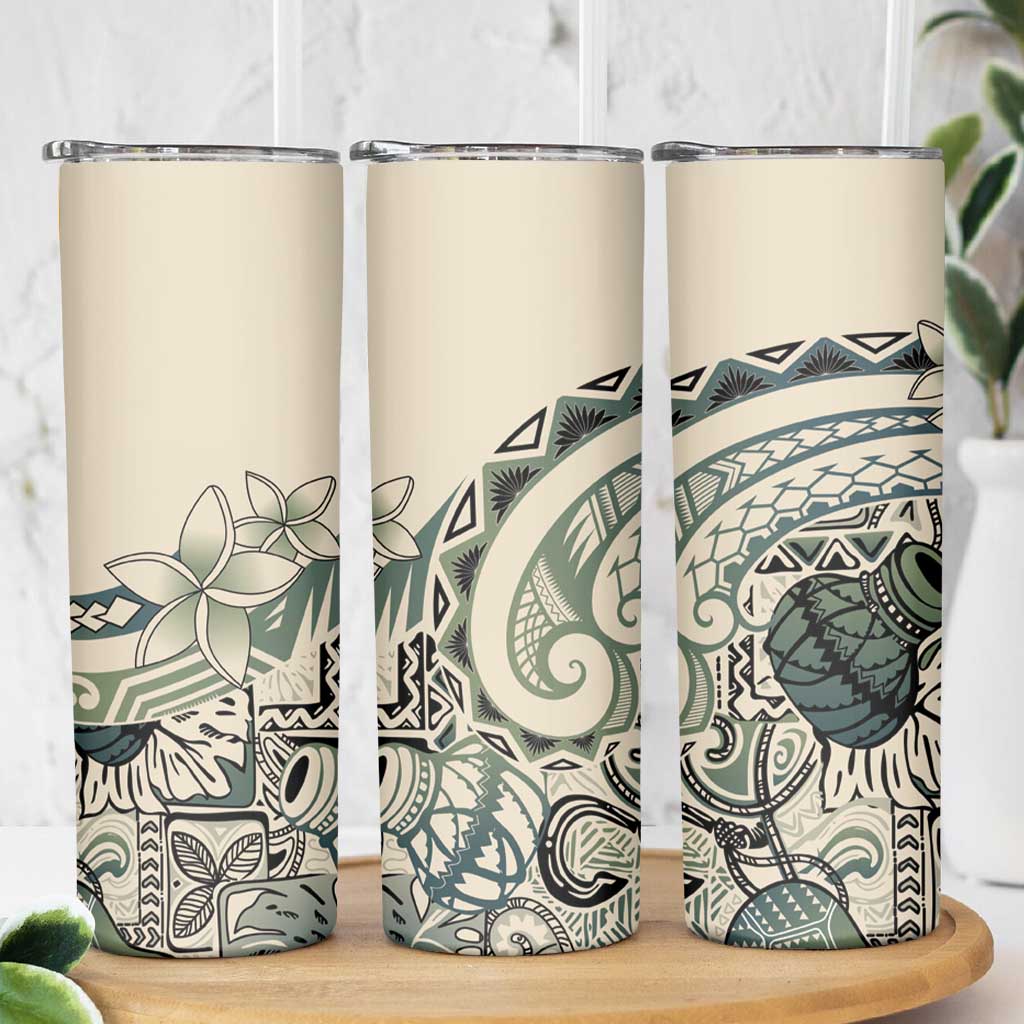 Aloha Hawaii Tapa Skinny Tumbler Summer Green Hawaiian Ipu LT7 - Polynesian Pride