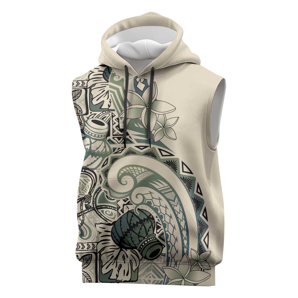 Aloha Hawaii Tapa Sleeveless Hoodie Summer Green Hawaiian Ipu - Polynesian Pride
