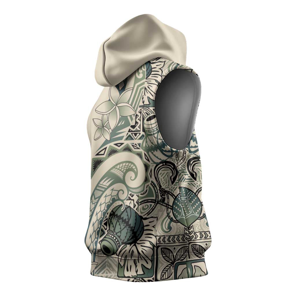 Aloha Hawaii Tapa Sleeveless Hoodie Summer Green Hawaiian Ipu - Polynesian Pride