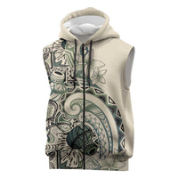 Aloha Hawaii Tapa Sleeveless Zip Hoodie Summer Green Hawaiian Ipu LT7