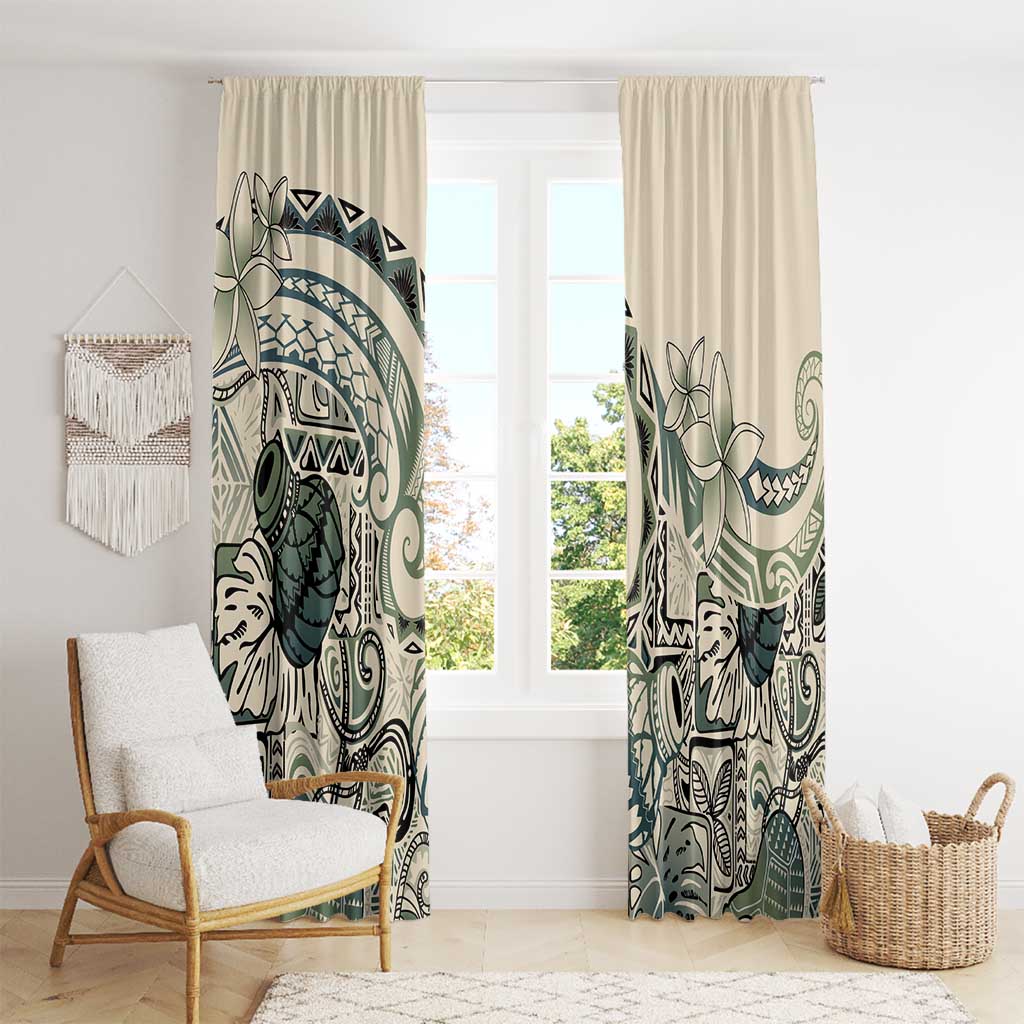 Aloha Hawaii Tapa Window Curtain Summer Green Hawaiian Ipu - Polynesian Pride