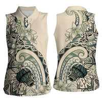 Aloha Hawaii Tapa Women Sleeveless Polo Shirt Summer Green Hawaiian Ipu LT7 - Polynesian Pride