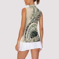 Aloha Hawaii Tapa Women Sleeveless Polo Shirt Summer Green Hawaiian Ipu LT7 - Polynesian Pride