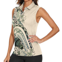 Aloha Hawaii Tapa Women Sleeveless Polo Shirt Summer Green Hawaiian Ipu LT7 - Polynesian Pride