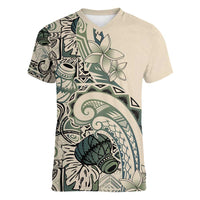 Aloha Hawaii Tapa Women V-Neck T-Shirt Summer Green Hawaiian Ipu LT7 Female Emerald - Polynesian Pride