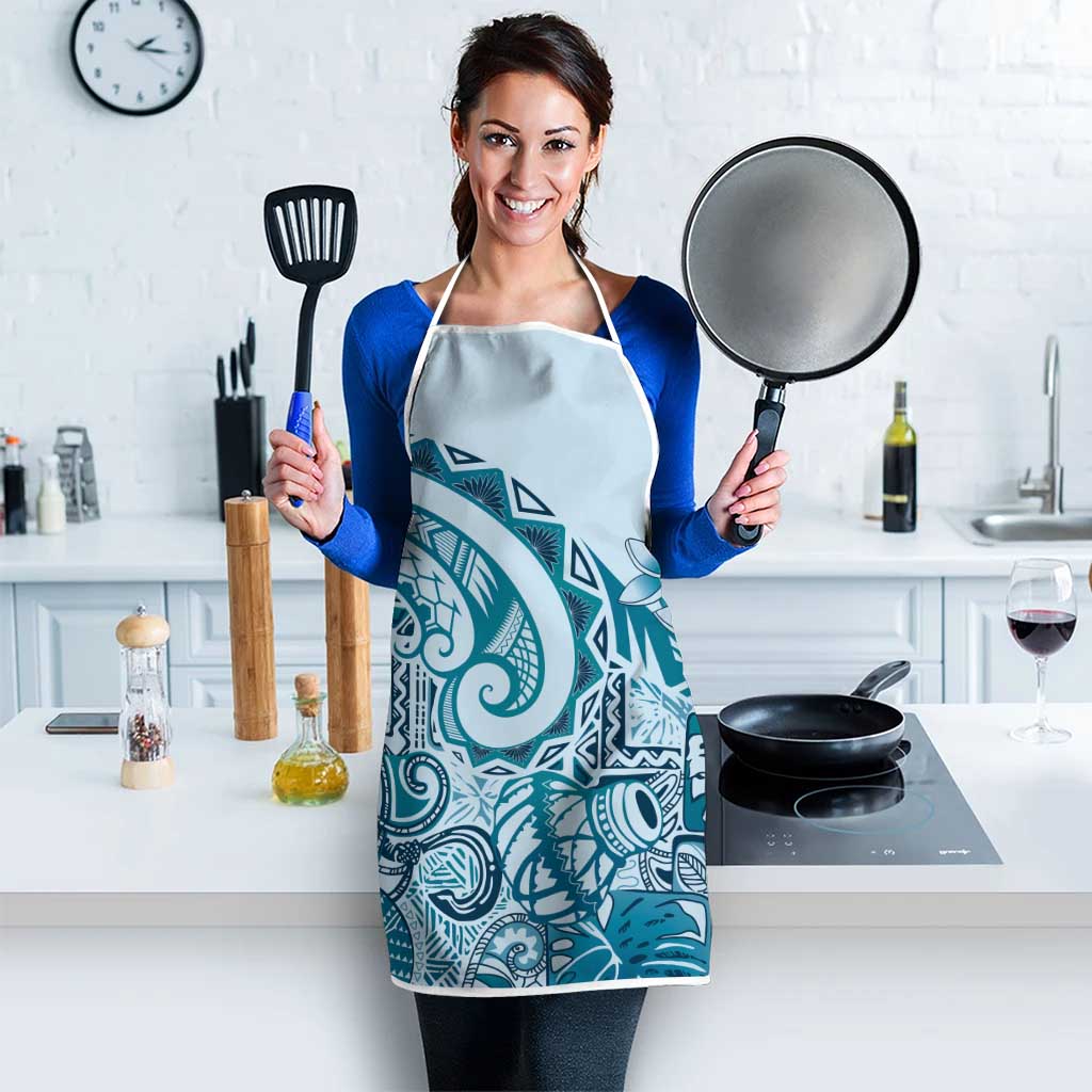 Aloha Hawaii Tapa Apron Cool Turquoise Hawaiian Ipu - Polynesian Pride