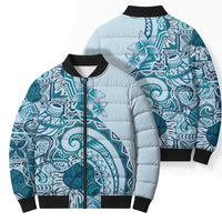 Aloha Hawaii Tapa Bomber Puffer Jacket Cool Turquoise Hawaiian Ipu LT7 - Polynesian Pride