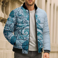 Aloha Hawaii Tapa Bomber Puffer Jacket Cool Turquoise Hawaiian Ipu LT7 - Polynesian Pride