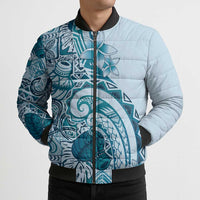 Aloha Hawaii Tapa Bomber Puffer Jacket Cool Turquoise Hawaiian Ipu LT7 - Polynesian Pride