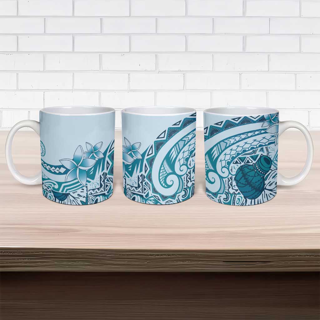Aloha Hawaii Tapa Ceramic Mug Cool Turquoise Hawaiian Ipu - Polynesian Pride