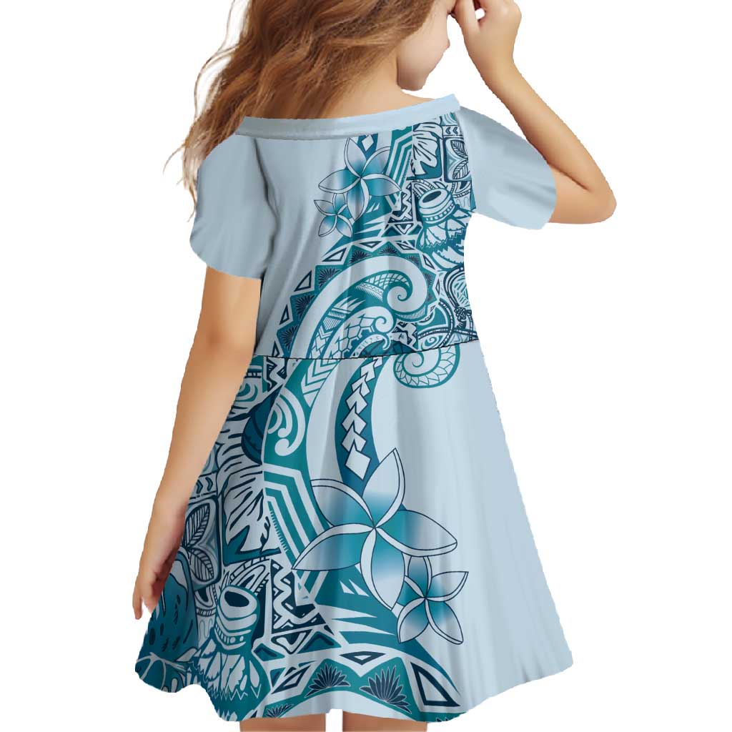 Aloha Hawaii Tapa Family Matching Off Shoulder Maxi Dress and Hawaiian Shirt Cool Turquoise Hawaiian Ipu LT7 - Polynesian Pride