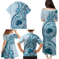 Aloha Hawaii Tapa Family Matching Puletasi and Hawaiian Shirt Cool Turquoise Hawaiian Ipu LT7 - Polynesian Pride