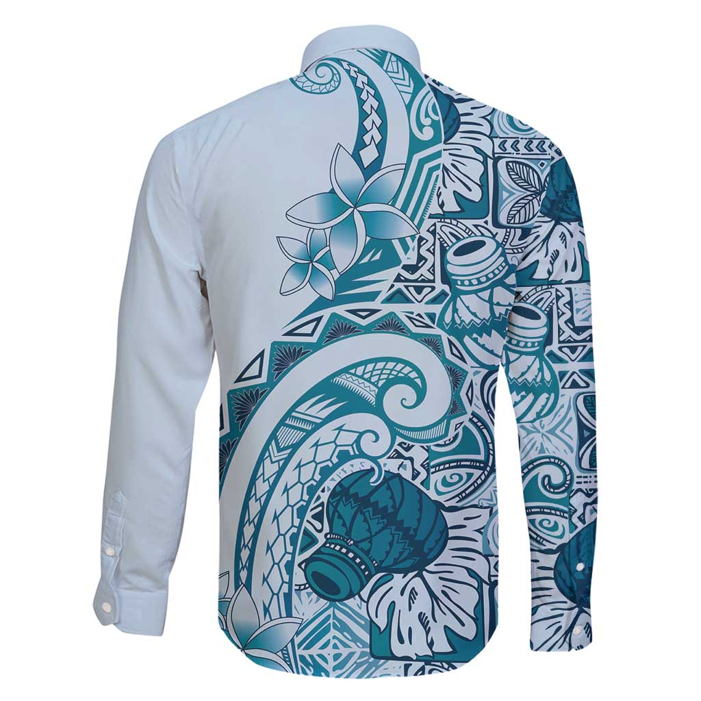Aloha Hawaii Tapa Family Matching Summer Maxi Dress and Hawaiian Shirt Cool Turquoise Hawaiian Ipu LT7 - Polynesian Pride