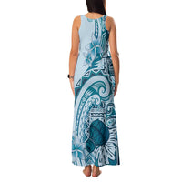 Aloha Hawaii Tapa Family Matching Tank Maxi Dress and Hawaiian Shirt Cool Turquoise Hawaiian Ipu LT7 - Polynesian Pride