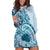 Aloha Hawaii Tapa Hoodie Dress Cool Turquoise Hawaiian Ipu - Polynesian Pride