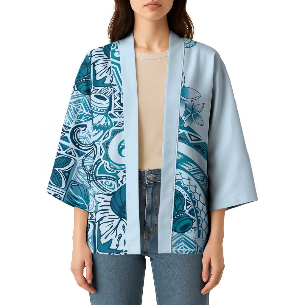 Aloha Hawaii Tapa Kimono Cool Turquoise Hawaiian Ipu - Polynesian Pride