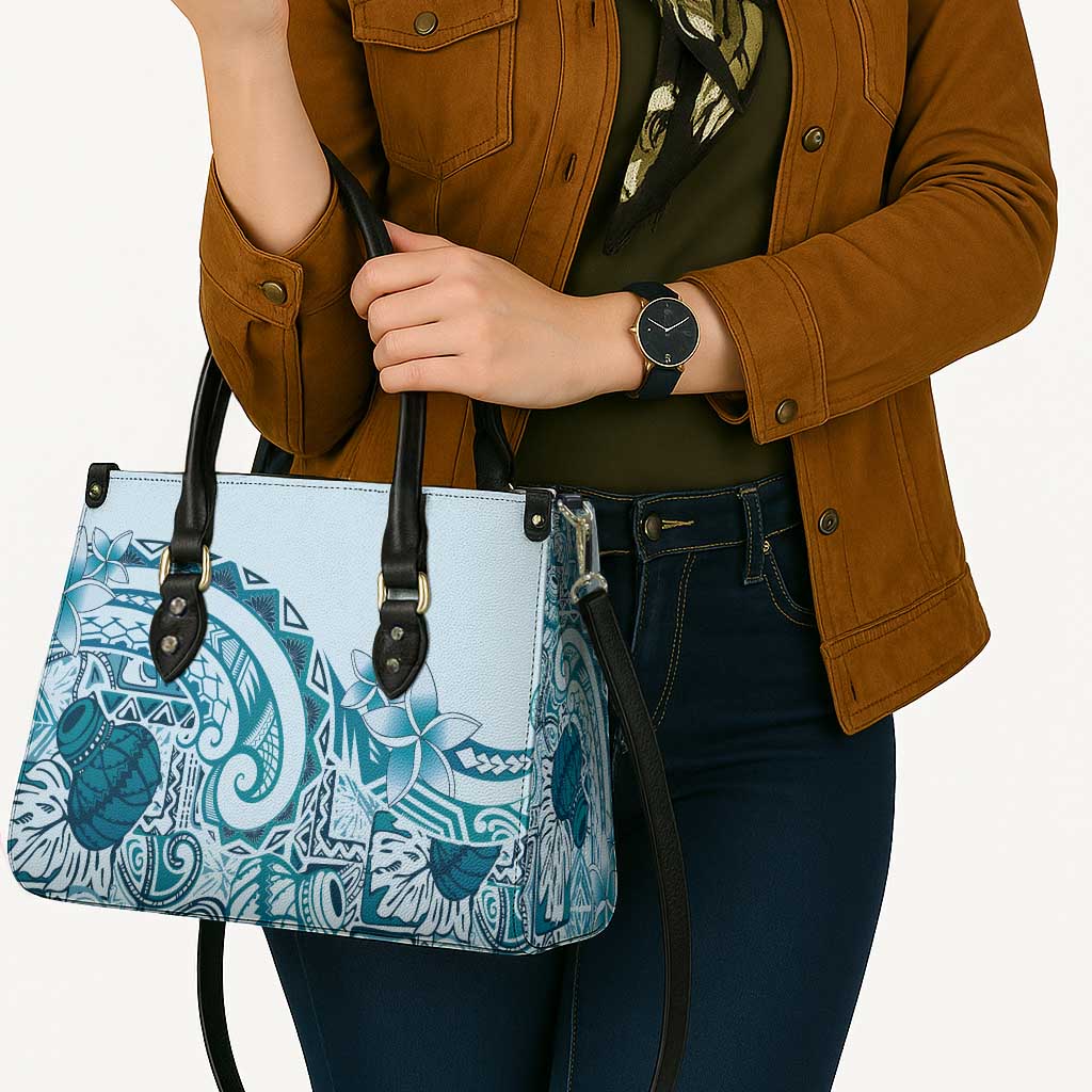 Aloha Hawaii Tapa Leather Bag Cool Turquoise Hawaiian Ipu - Polynesian Pride