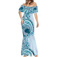 Aloha Hawaii Tapa Mermaid Dress Cool Turquoise Hawaiian Ipu LT7 - Polynesian Pride