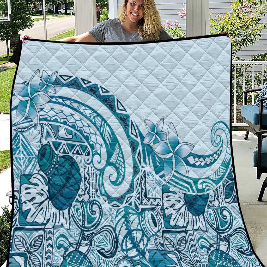 Aloha Hawaii Tapa Quilt Cool Turquoise Hawaiian Ipu LT7 Turquoise - Polynesian Pride
