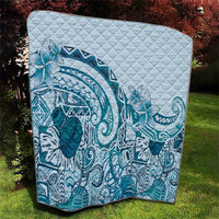 Aloha Hawaii Tapa Quilt Cool Turquoise Hawaiian Ipu LT7 - Polynesian Pride