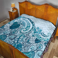 Aloha Hawaii Tapa Quilt Cool Turquoise Hawaiian Ipu LT7 - Polynesian Pride