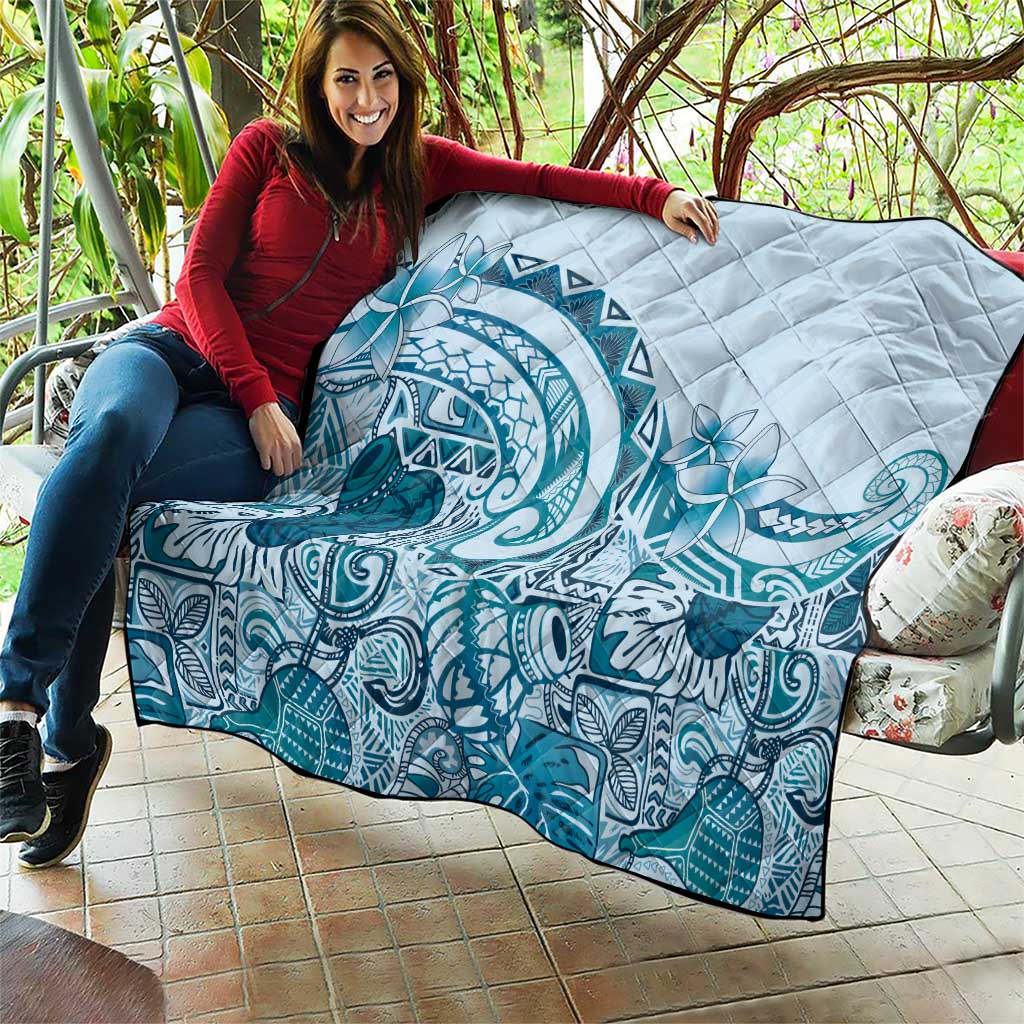 Aloha Hawaii Tapa Quilt Cool Turquoise Hawaiian Ipu LT7 - Polynesian Pride