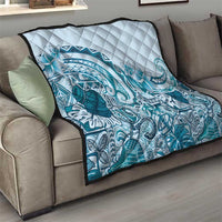 Aloha Hawaii Tapa Quilt Cool Turquoise Hawaiian Ipu LT7 - Polynesian Pride