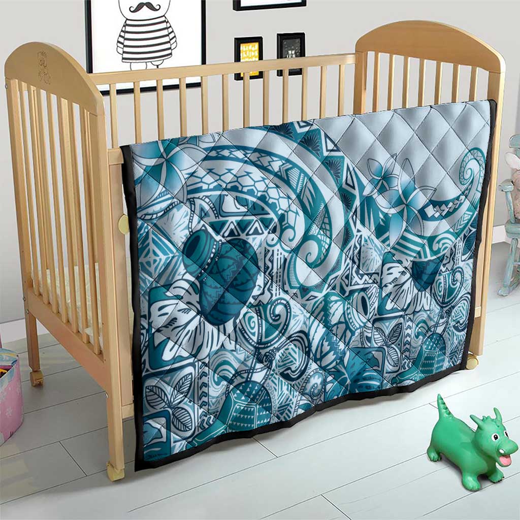 Aloha Hawaii Tapa Quilt Cool Turquoise Hawaiian Ipu LT7 - Polynesian Pride