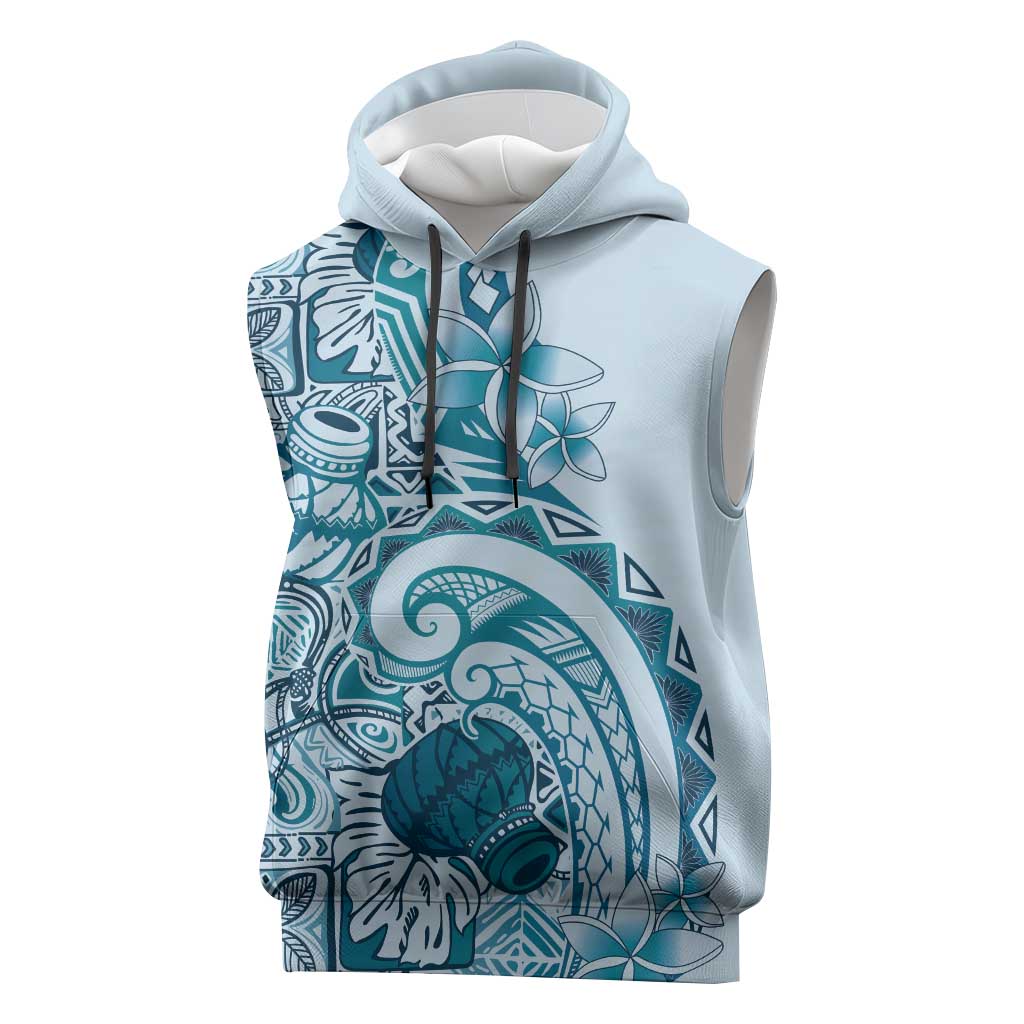 Aloha Hawaii Tapa Sleeveless Hoodie Cool Turquoise Hawaiian Ipu LT7 Turquoise - Polynesian Pride