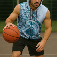 Aloha Hawaii Tapa Sleeveless Zip Hoodie Cool Turquoise Hawaiian Ipu LT7 - Polynesian Pride