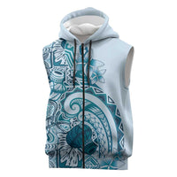 Aloha Hawaii Tapa Sleeveless Zip Hoodie Cool Turquoise Hawaiian Ipu LT7 Turquoise - Polynesian Pride