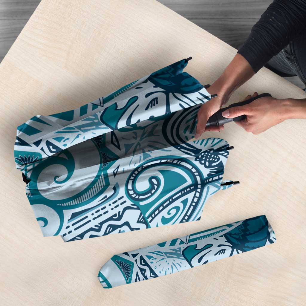 Aloha Hawaii Tapa Umbrella Cool Turquoise Hawaiian Ipu LT7 - Polynesian Pride