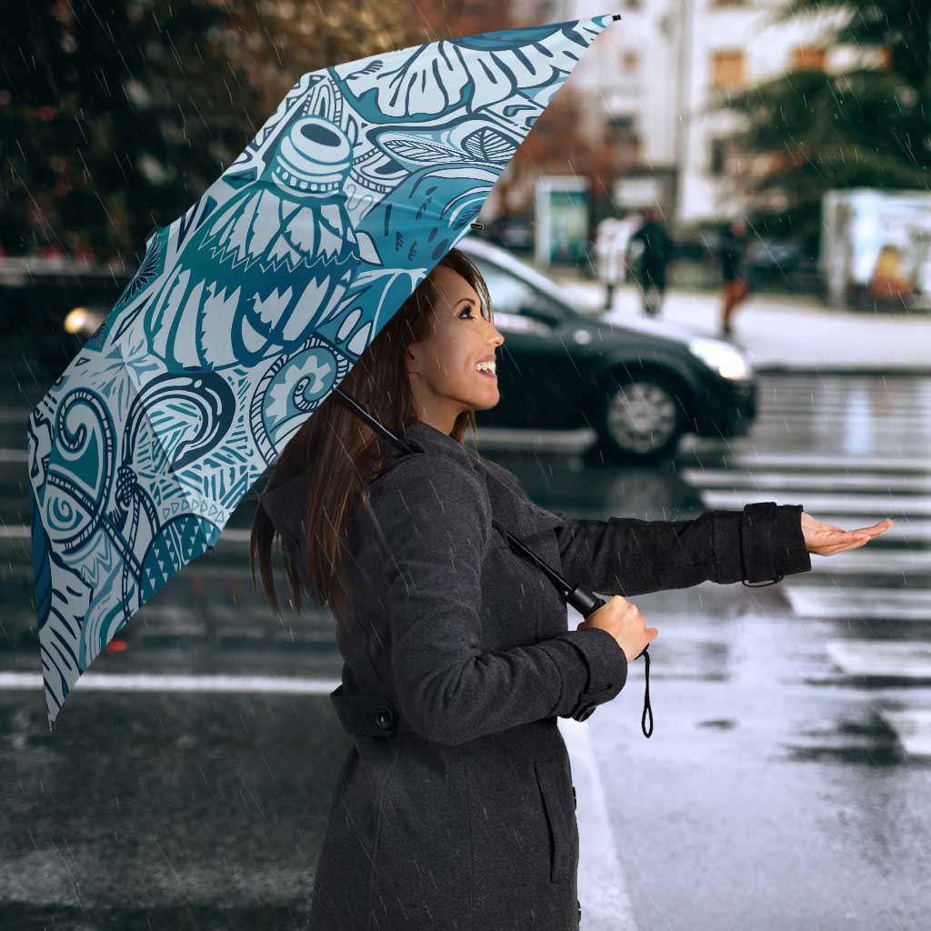 Aloha Hawaii Tapa Umbrella Cool Turquoise Hawaiian Ipu LT7 - Polynesian Pride