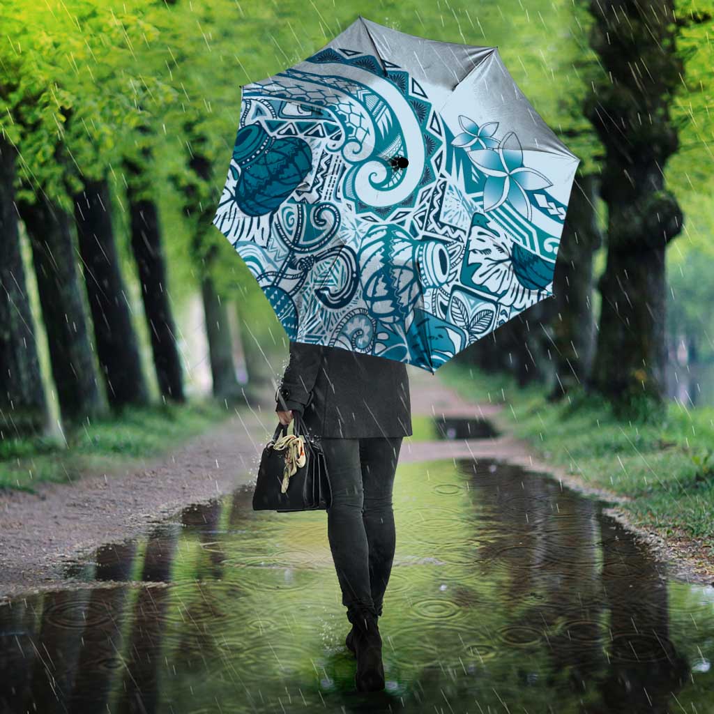 Aloha Hawaii Tapa Umbrella Cool Turquoise Hawaiian Ipu LT7 - Polynesian Pride