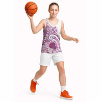 Aloha Hawaii Tapa Basketball Jersey Vibrant Fuchsia Hawaiian Ipu - Polynesian Pride