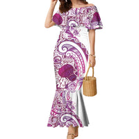Aloha Hawaii Tapa Family Matching Mermaid Dress and Hawaiian Shirt Vibrant Fuchsia Hawaiian Ipu LT7 Mom's Dress Fuchsia - Polynesian Pride