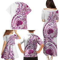 Aloha Hawaii Tapa Family Matching Puletasi and Hawaiian Shirt Vibrant Fuchsia Hawaiian Ipu LT7 - Polynesian Pride