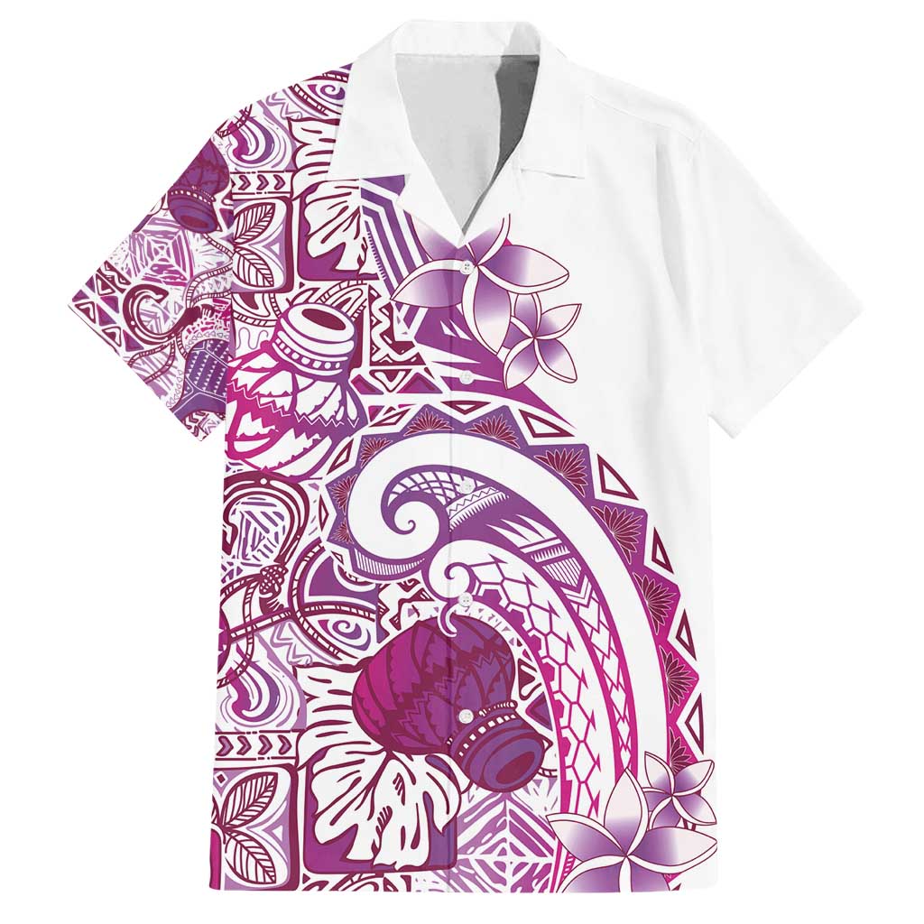Aloha Hawaii Tapa Family Matching Puletasi and Hawaiian Shirt Vibrant Fuchsia Hawaiian Ipu LT7 Dad's Shirt - Short Sleeve Fuchsia - Polynesian Pride