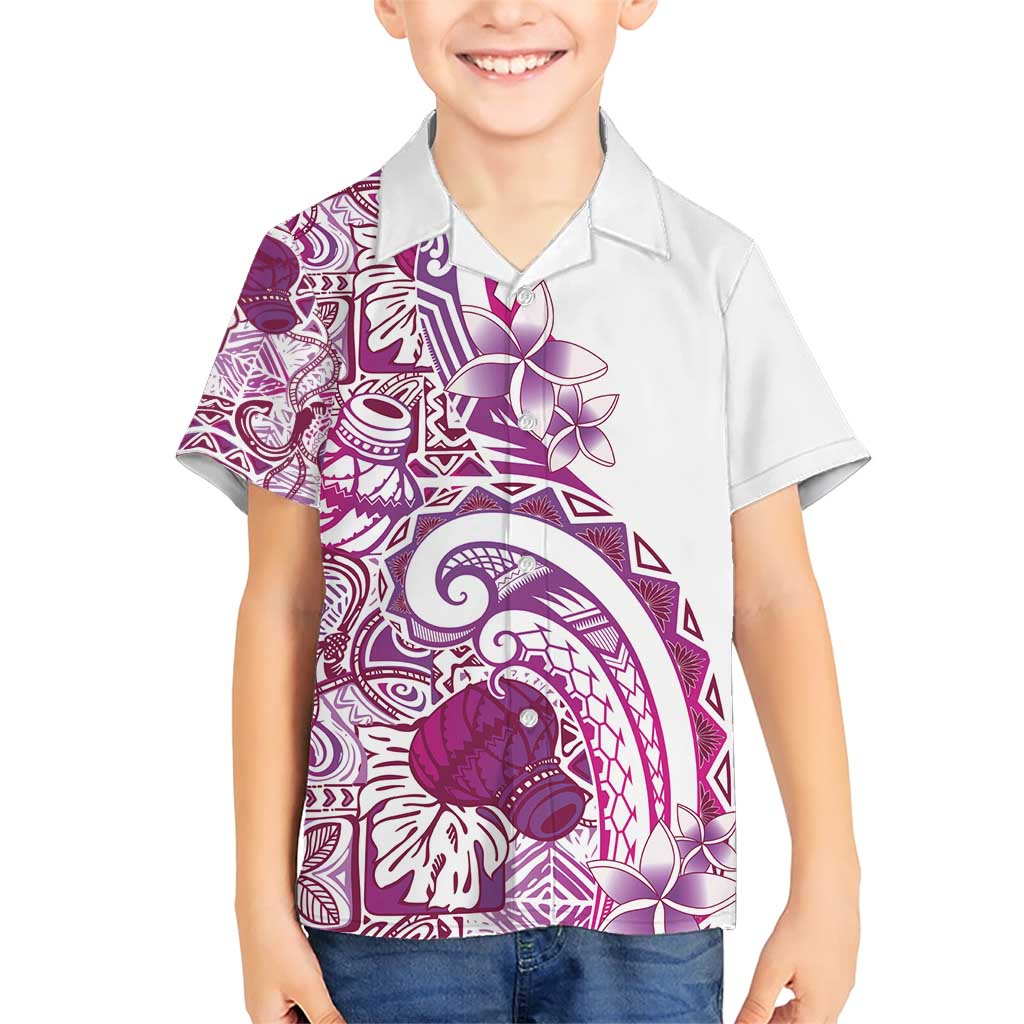 Aloha Hawaii Tapa Family Matching Short Sleeve Bodycon Dress and Hawaiian Shirt Vibrant Fuchsia Hawaiian Ipu LT7 Son's Shirt Fuchsia - Polynesian Pride