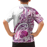 Aloha Hawaii Tapa Family Matching Summer Maxi Dress and Hawaiian Shirt Vibrant Fuchsia Hawaiian Ipu LT7 - Polynesian Pride