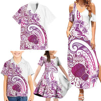 Aloha Hawaii Tapa Family Matching Summer Maxi Dress and Hawaiian Shirt Vibrant Fuchsia Hawaiian Ipu LT7 - Polynesian Pride